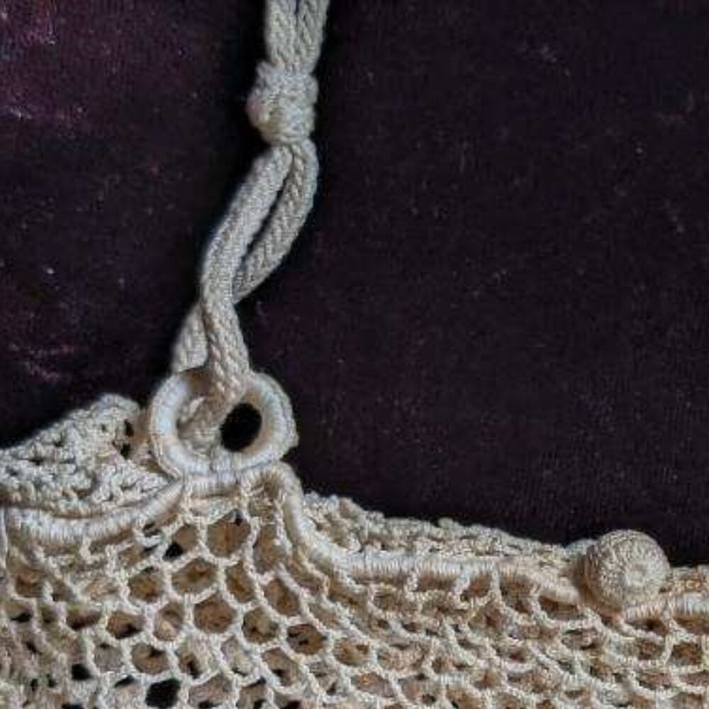 Antique Crocheted Lace Purse Evening Wedding Bag Victorian - Picture 5 of 16